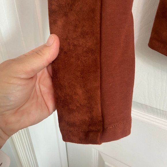 SL8 Faux Suede Moto Jacket Size Small Brown Cropped Long Sleeve - Picture 3 of 8